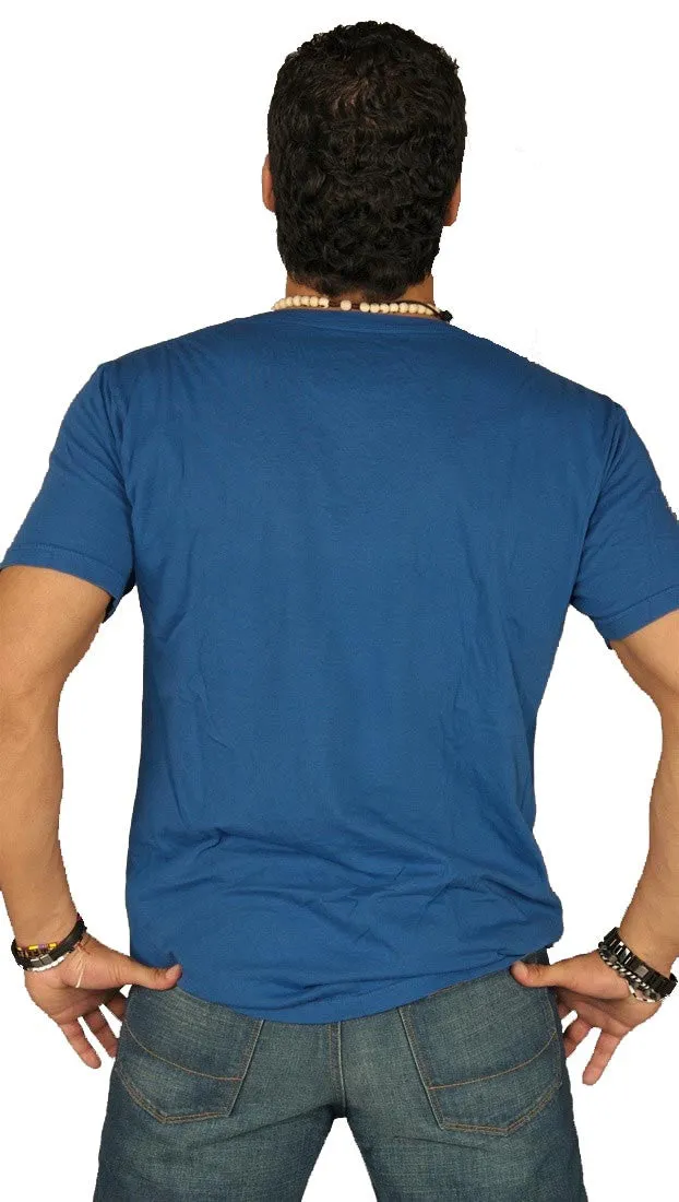 Dirtee Hollywood Mens Basic V-Neck Tee Blue