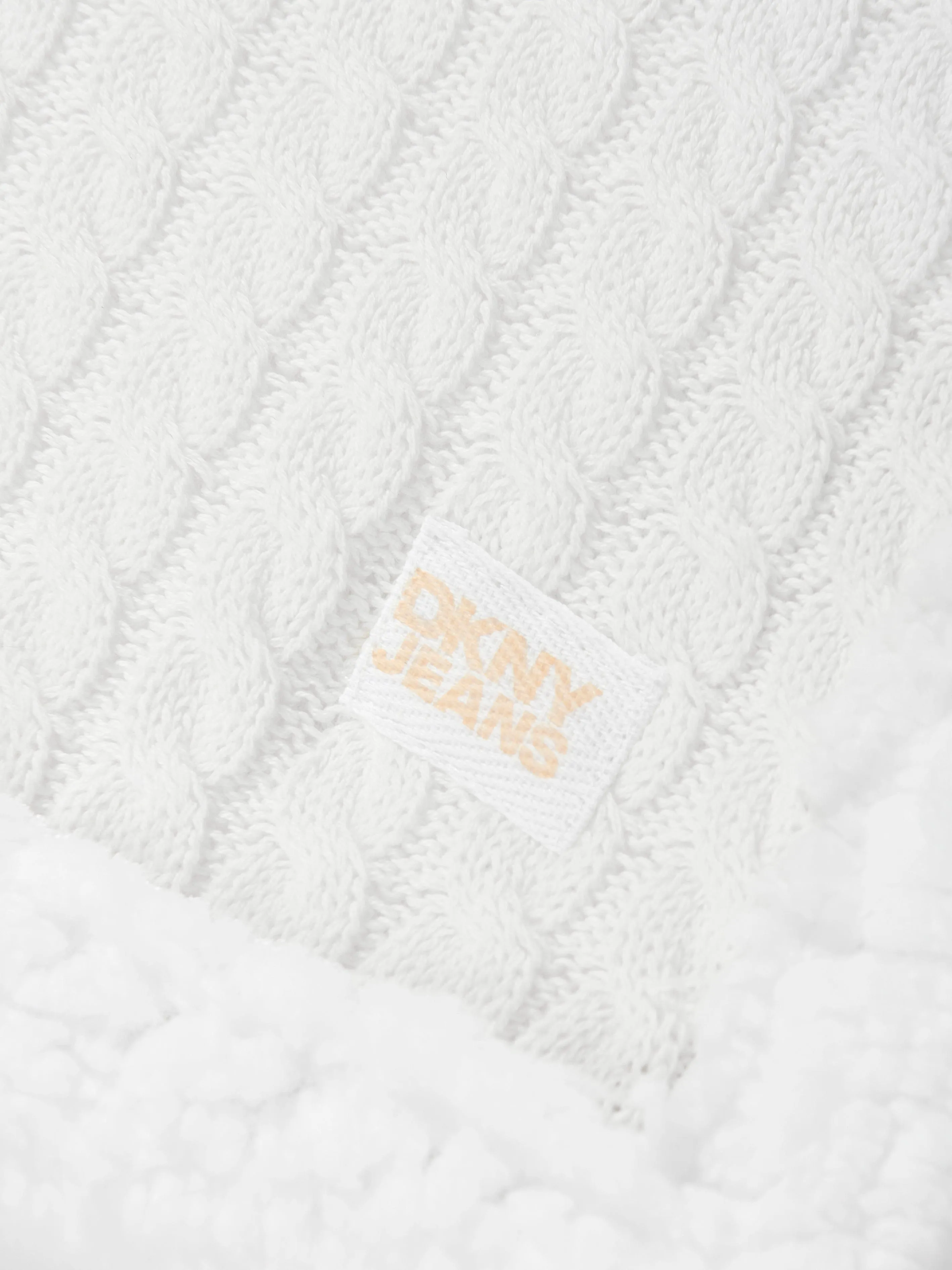 DKNY Baby Sherpa Fleece Blanket in White (90cm)