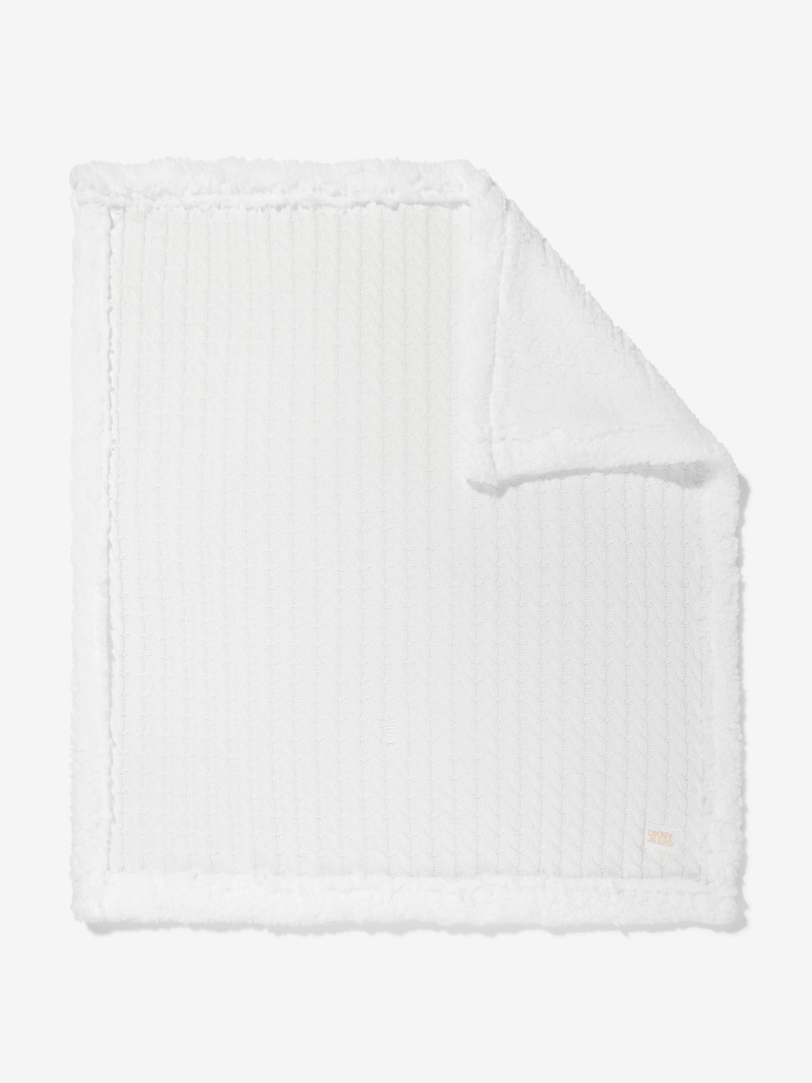 DKNY Baby Sherpa Fleece Blanket in White (90cm)