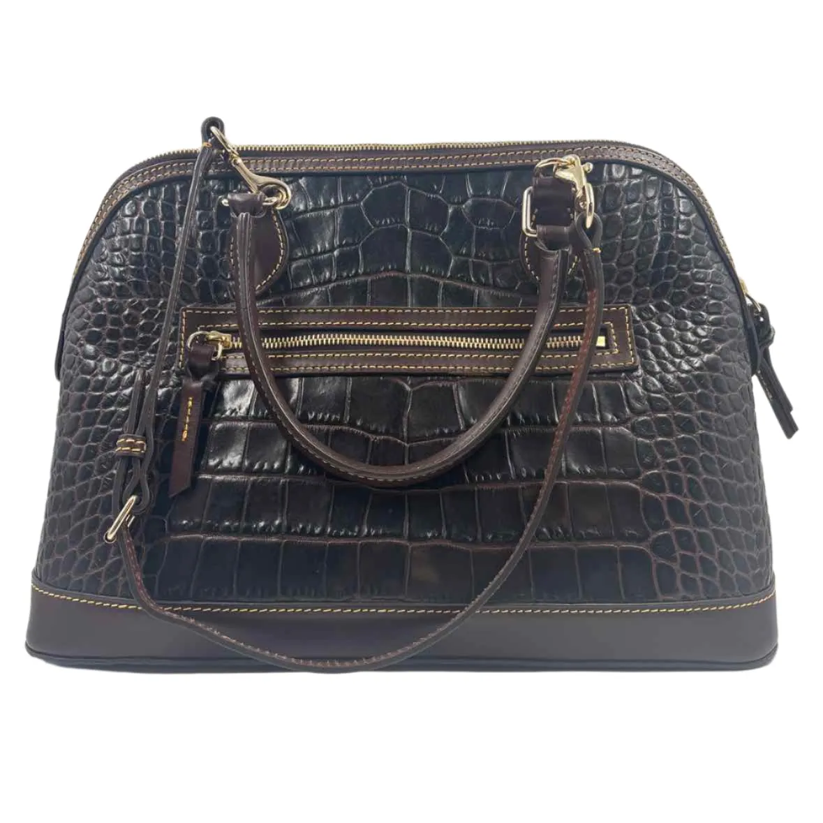 DOONEY & BOURKE Croc-Embossed Brown Tmoro Leather DEANA Satchel Purse w/Crossbody
