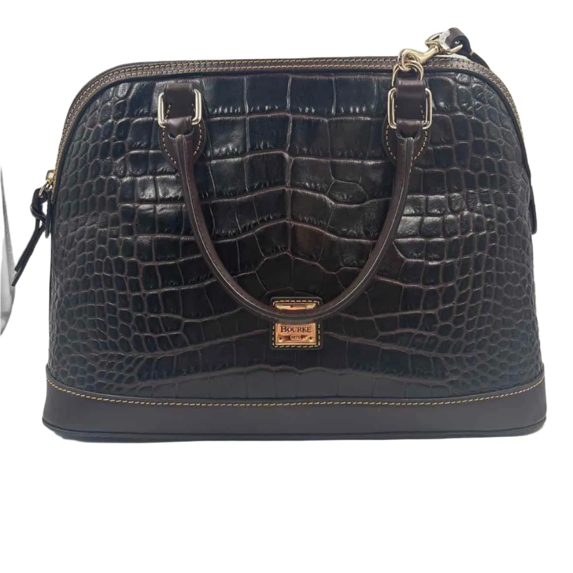 DOONEY & BOURKE Croc-Embossed Brown Tmoro Leather DEANA Satchel Purse w/Crossbody