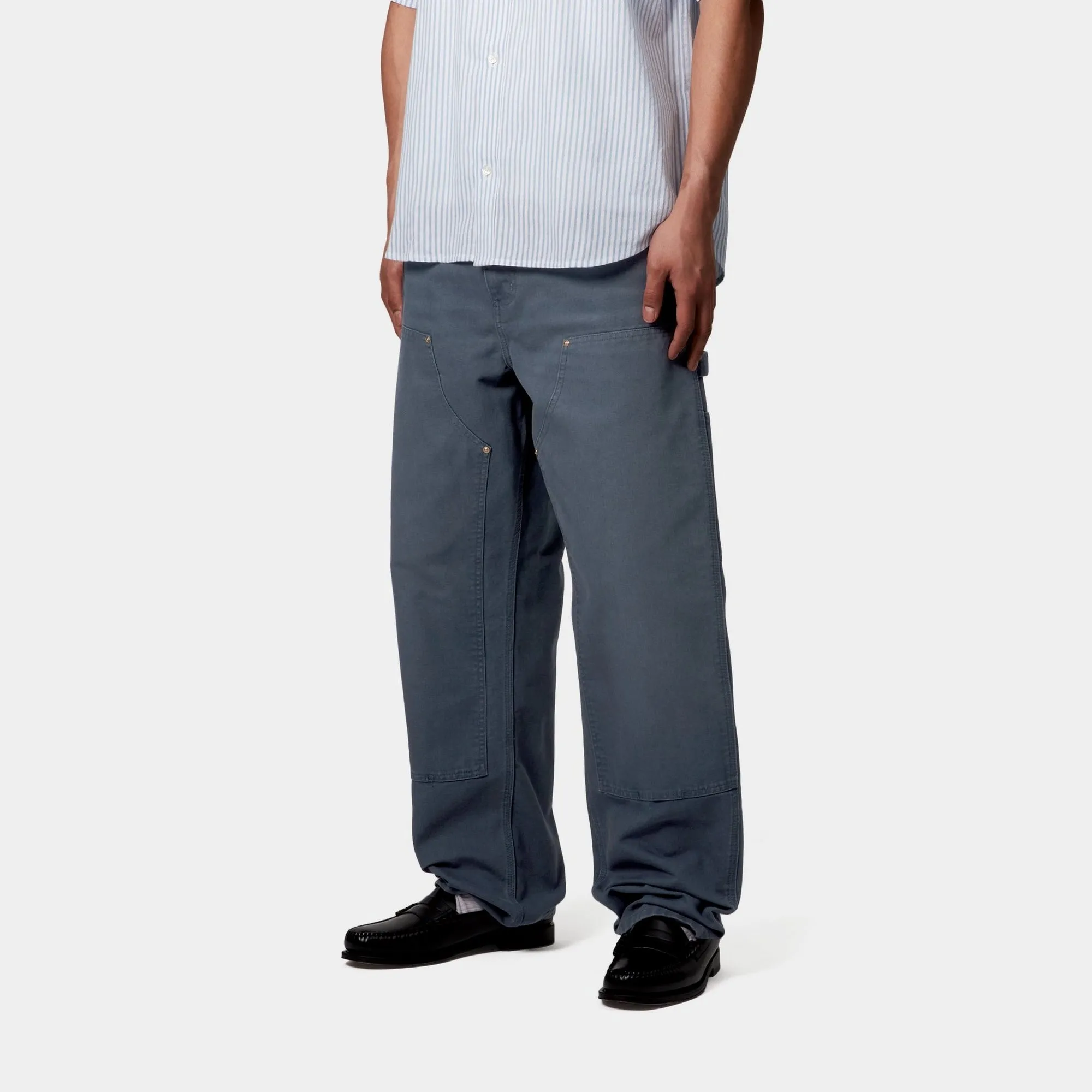 Double Knee Pant - Stone Canvas | Dusky Blue Carhartt WIP