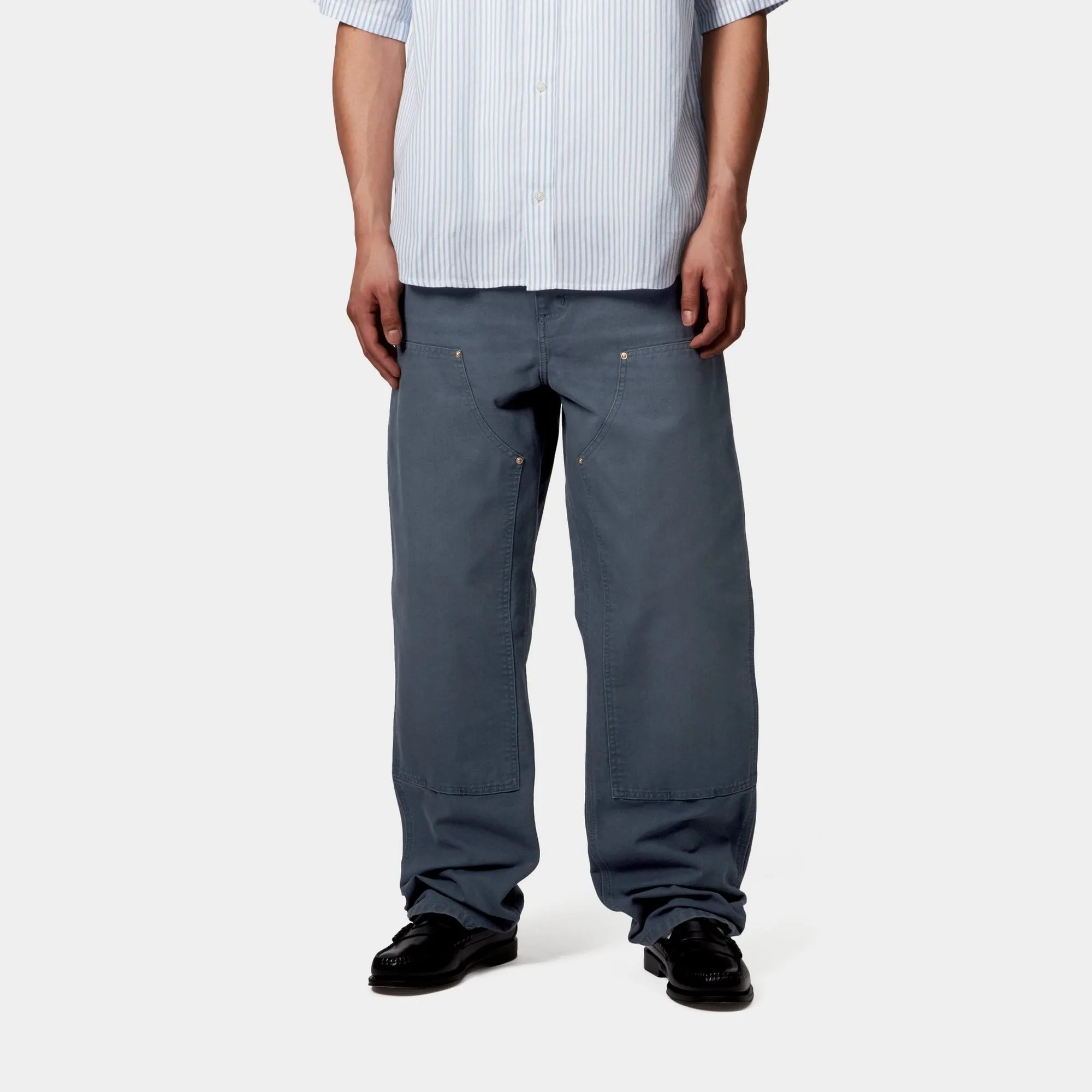 Double Knee Pant - Stone Canvas | Dusky Blue Carhartt WIP