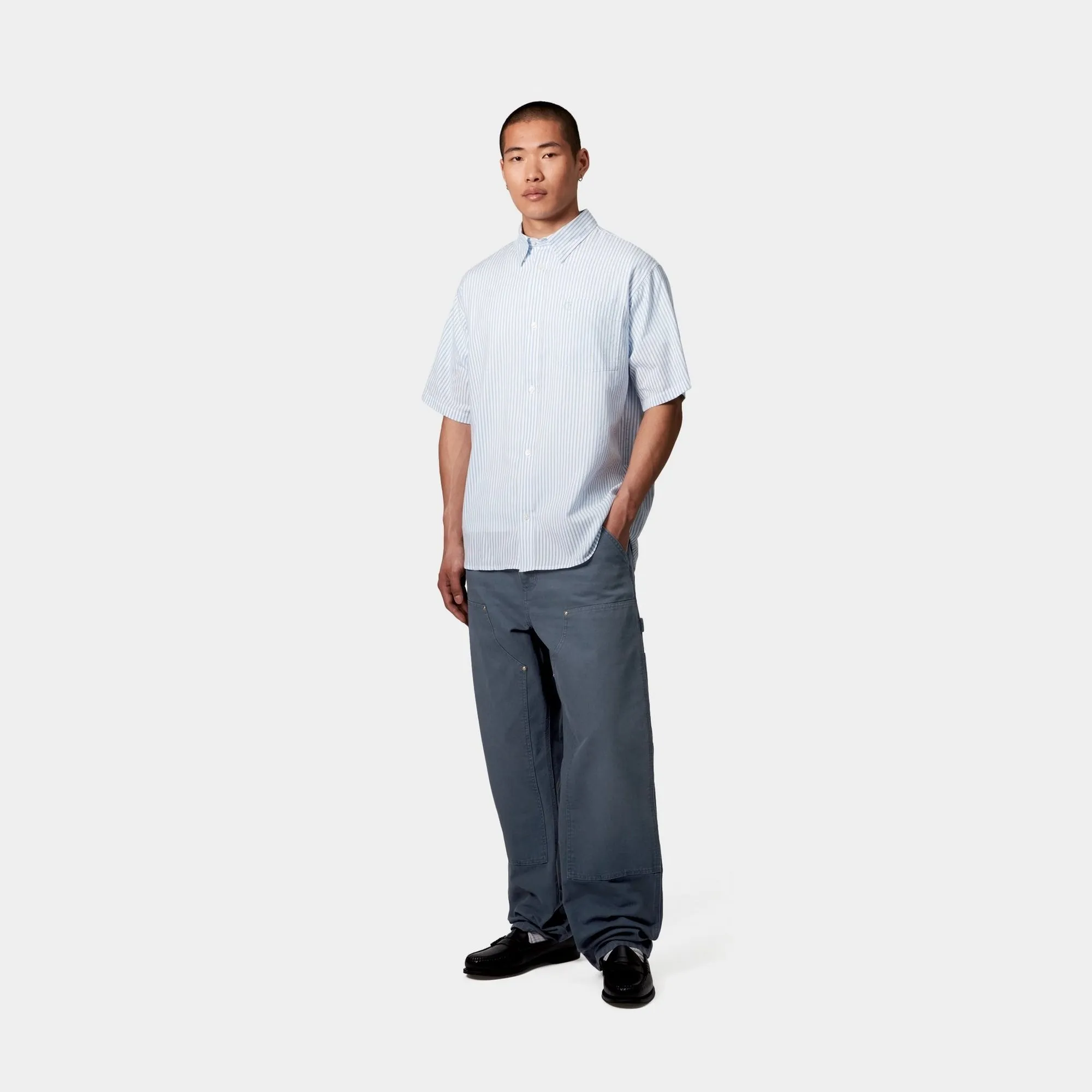 Double Knee Pant - Stone Canvas | Dusky Blue Carhartt WIP
