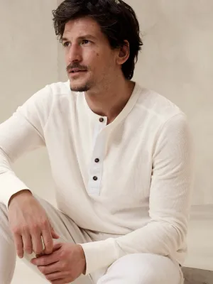 Double-Knit Henley T-Shirt Banana Republic
