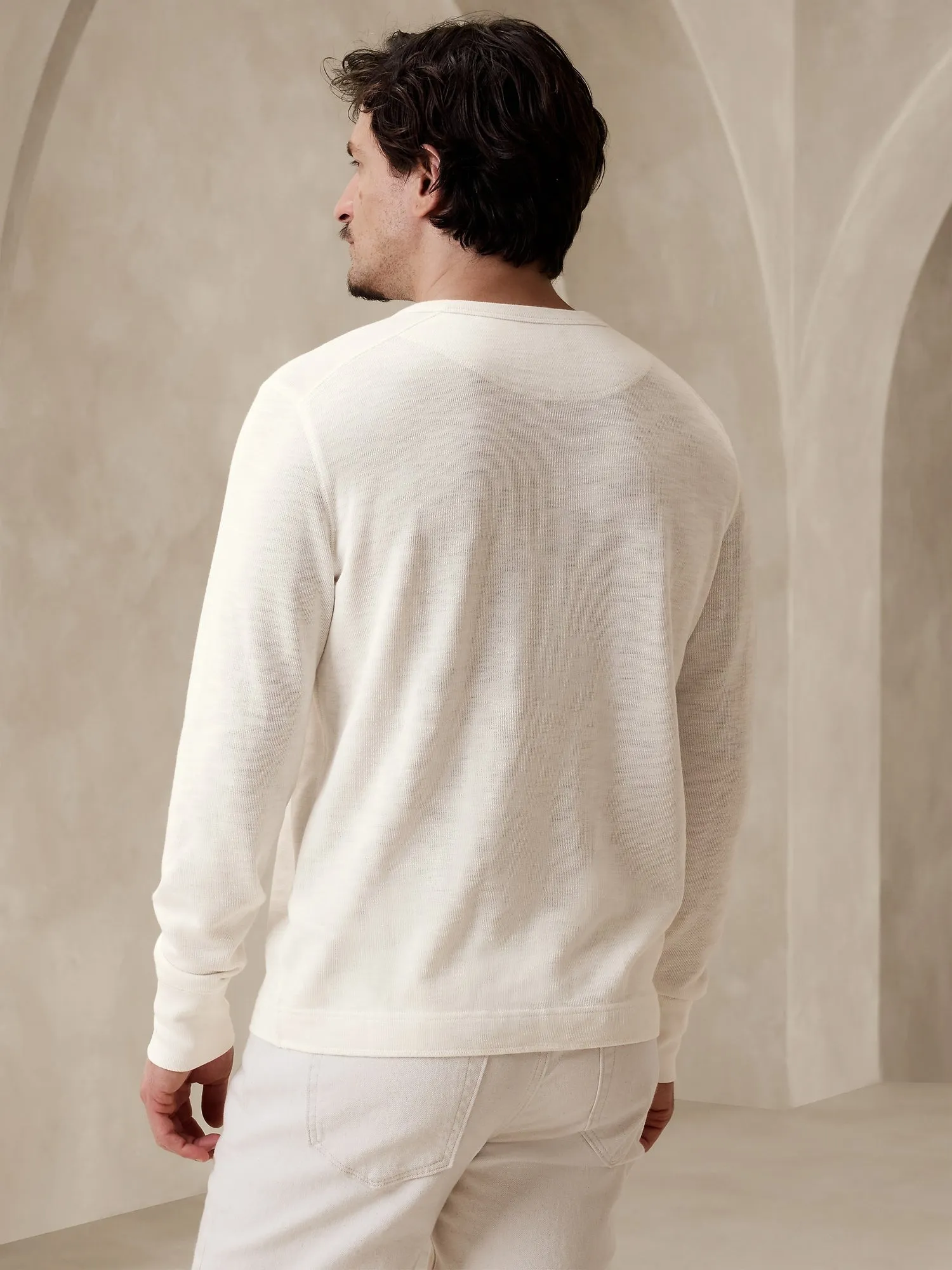 Double-Knit Henley T-Shirt Banana Republic