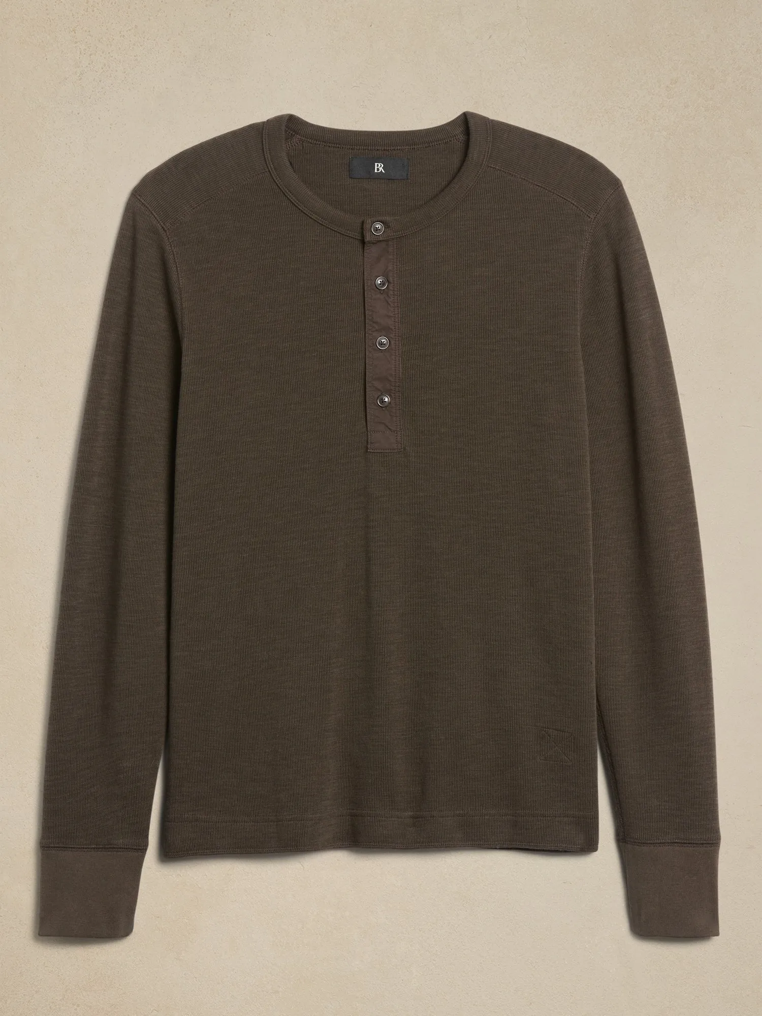 Double-Knit Henley T-Shirt Banana Republic