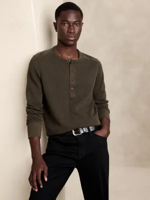 Double-Knit Henley T-Shirt Banana Republic