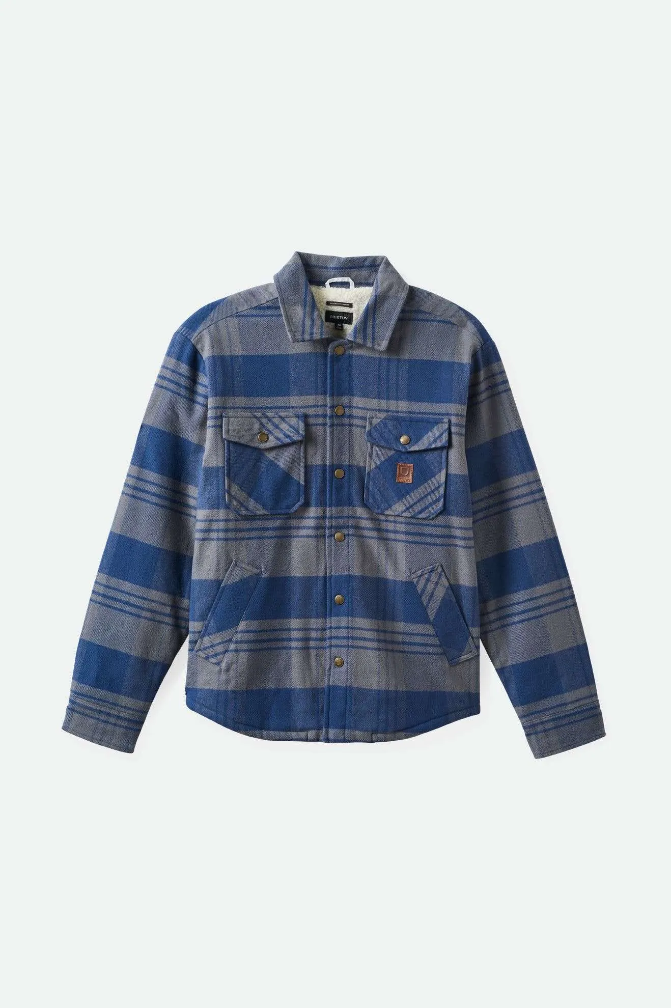 Durham Sherpa Lined Jacket - Washed Navy/Beige Plaid Brixton