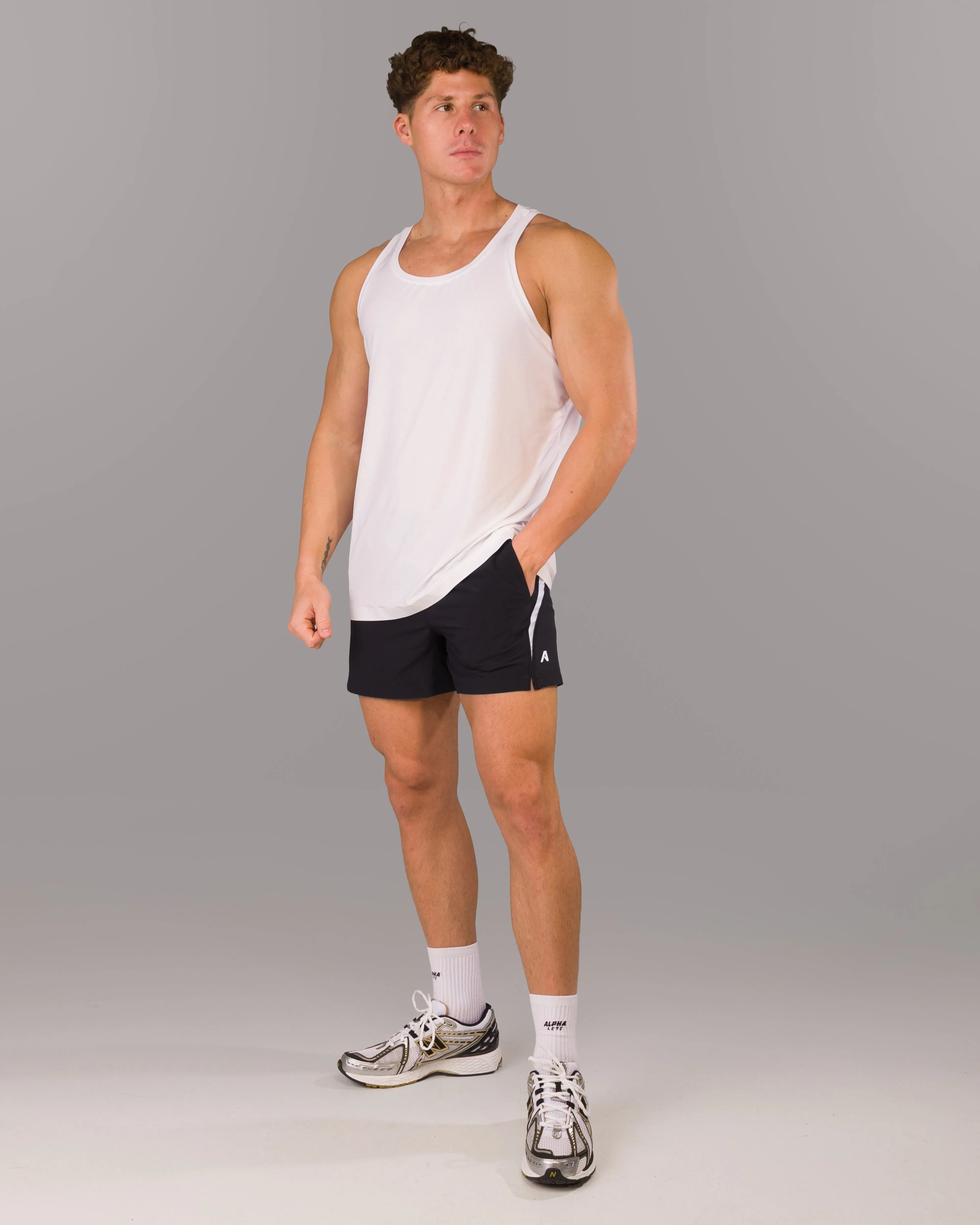 Dynamic Panel Short - Black / White Alphalete Athletics