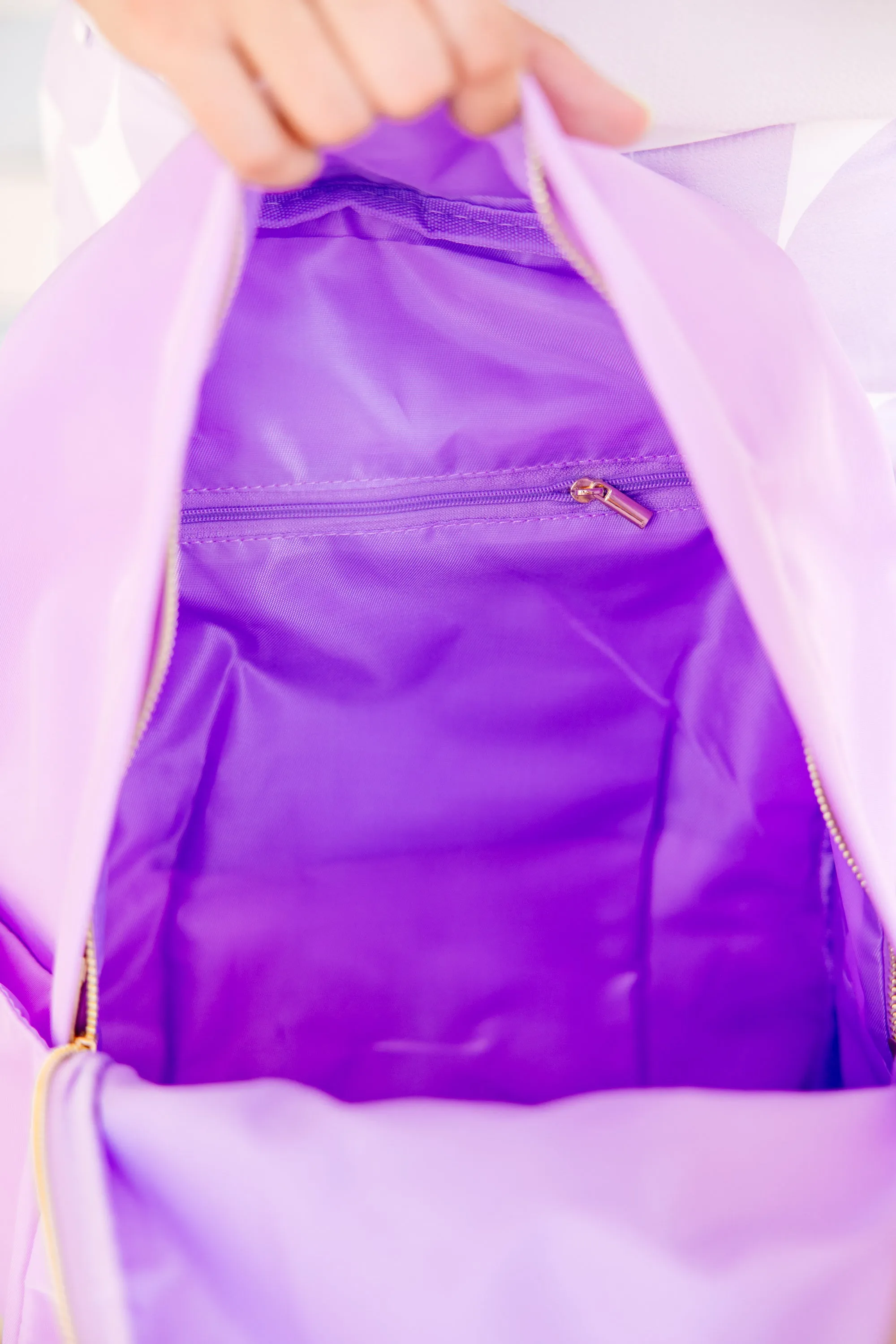 Easy Going Lilac Varsity Backpack