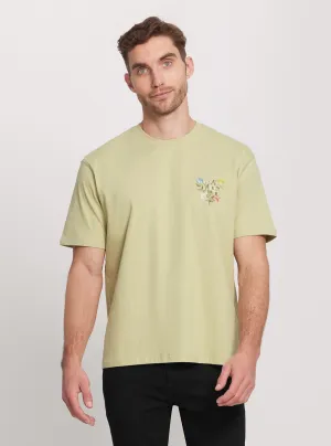 Eco Green Abstract Flower Logo T-Shirt Guess