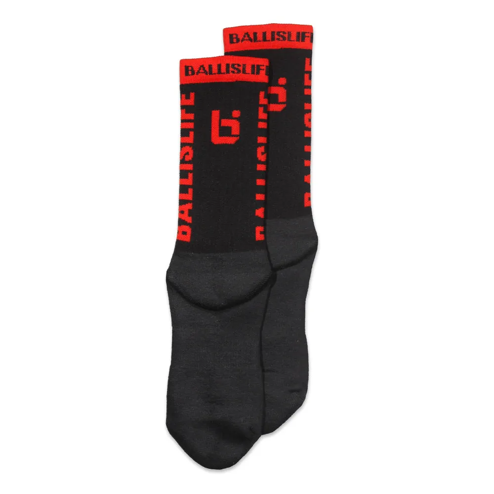 Elite Socks in Black/Red Ballislife