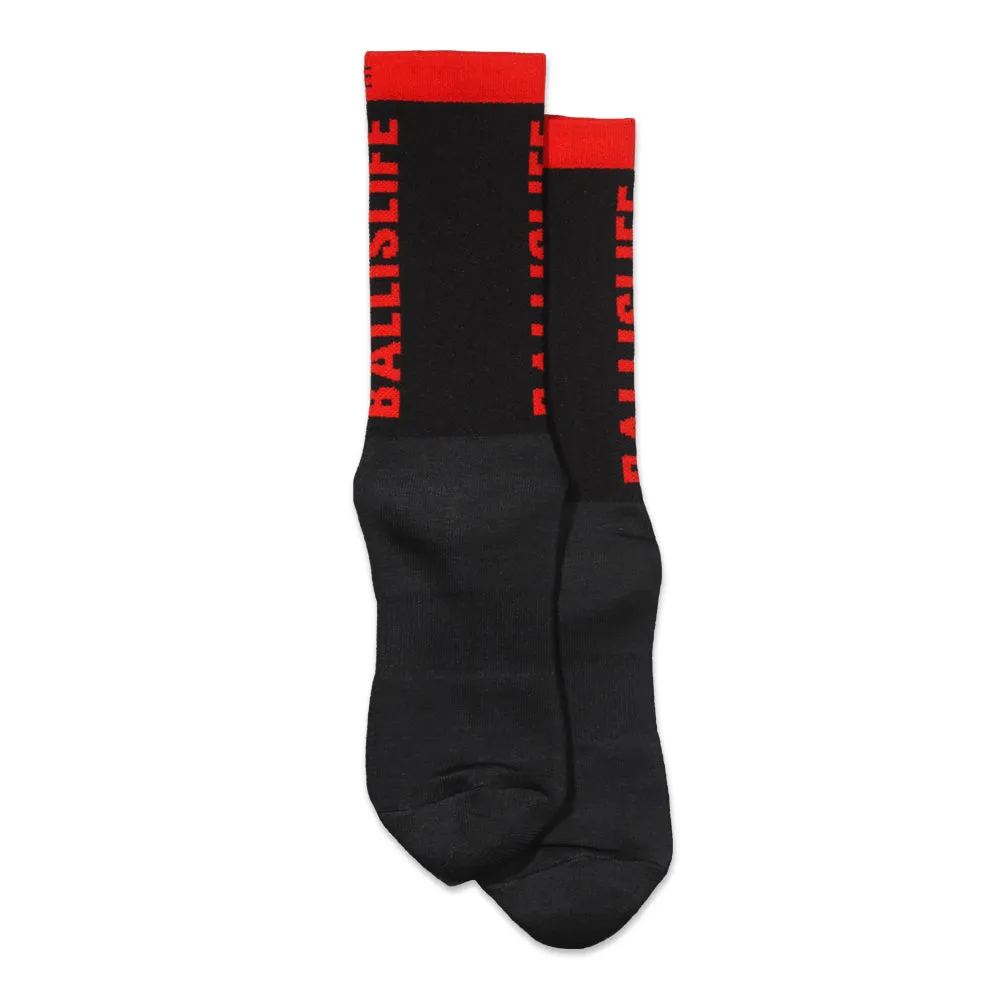 Elite Socks in Black/Red Ballislife