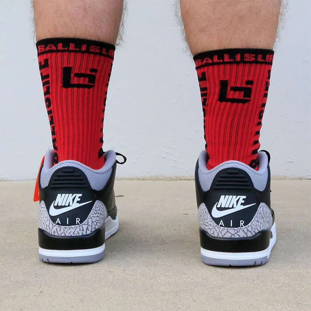Elite Socks in Red/Black Ballislife