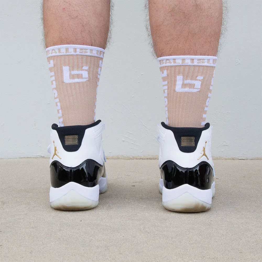 Elite Socks in Tan/White Ballislife