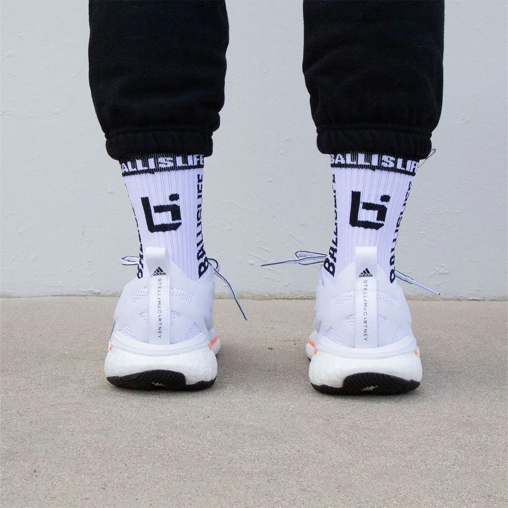 Elite Socks in White/Black Ballislife