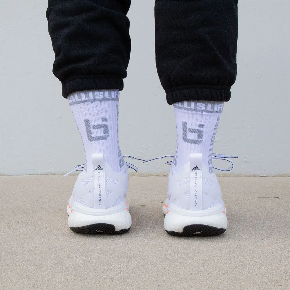 Elite Socks in White/Grey Ballislife
