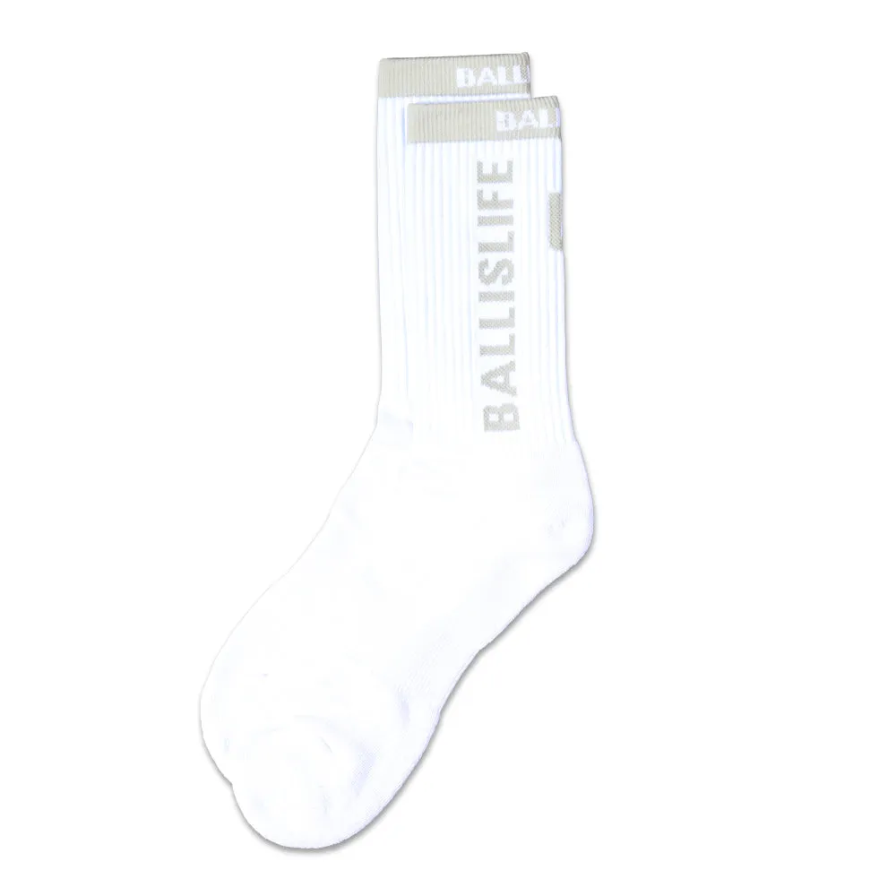 Elite Socks in White/Grey Ballislife