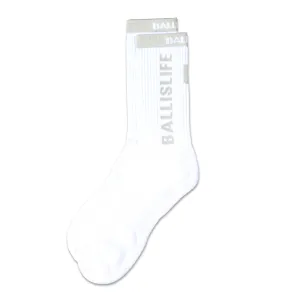Elite Socks in White/Grey Ballislife