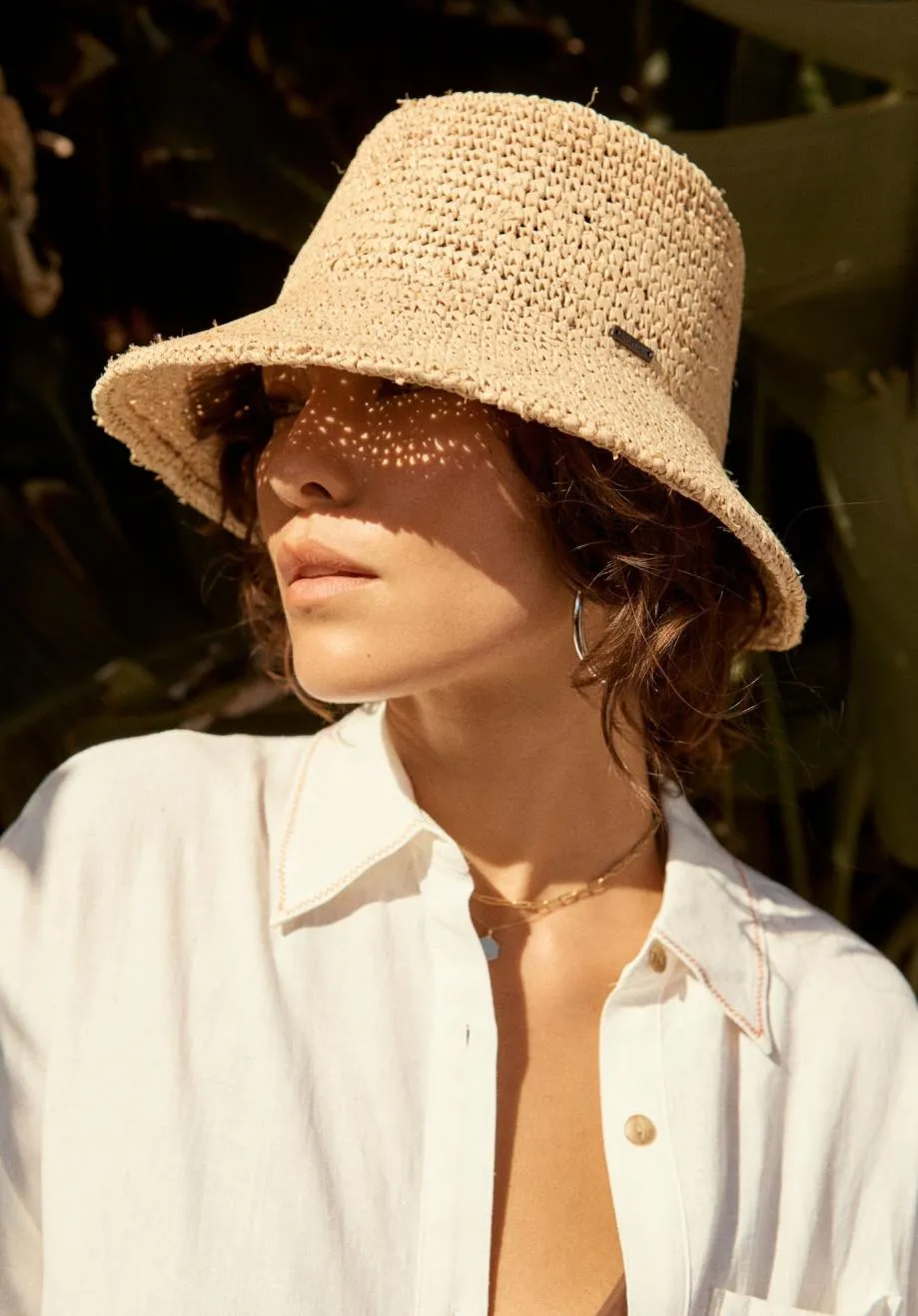 Ellee Straw Bucket Hat - Tan Brixton