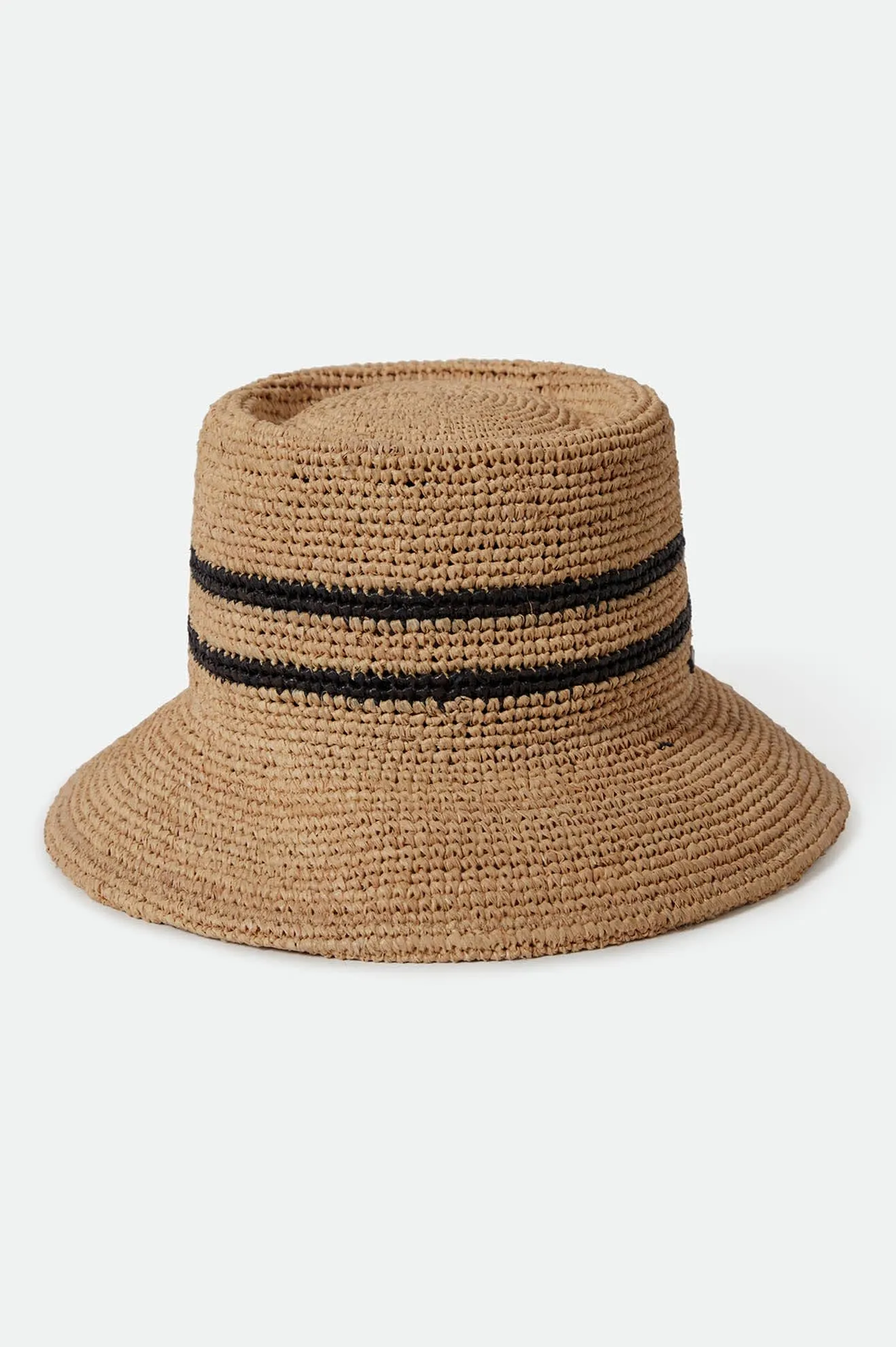 Ellee Straw Bucket Hat - Tan/Black Brixton