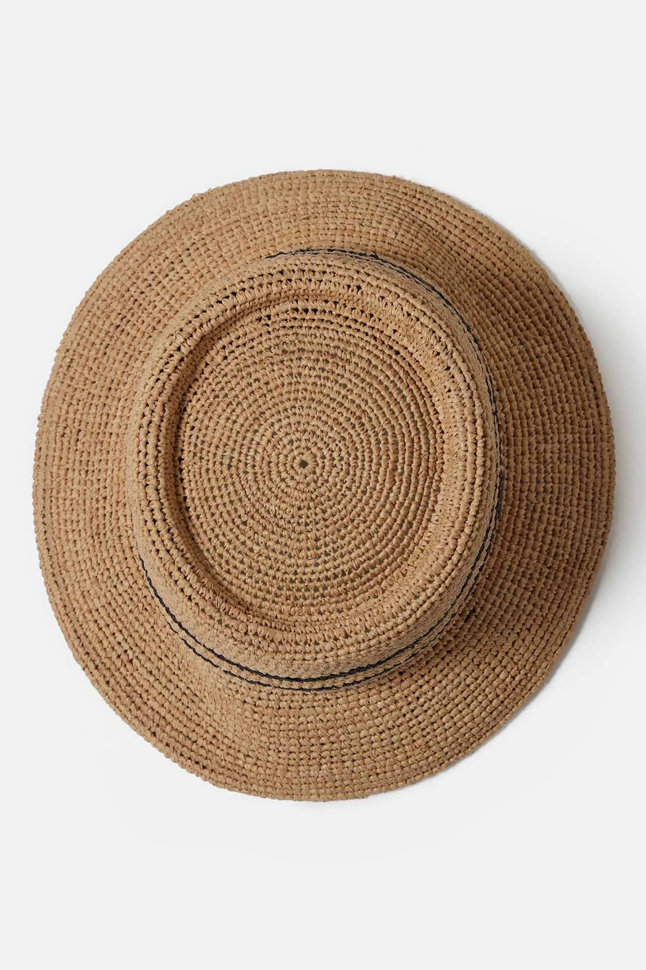 Ellee Straw Bucket Hat - Tan/Black Brixton