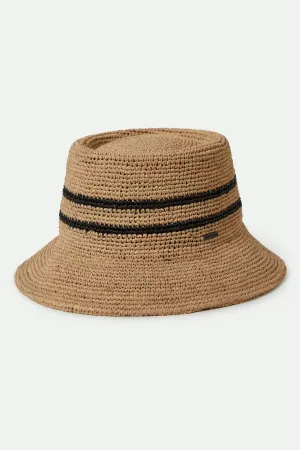 Ellee Straw Bucket Hat - Tan/Black Brixton