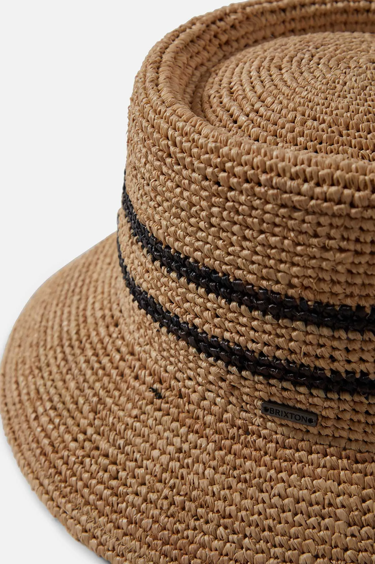Ellee Straw Bucket Hat - Tan/Black Brixton