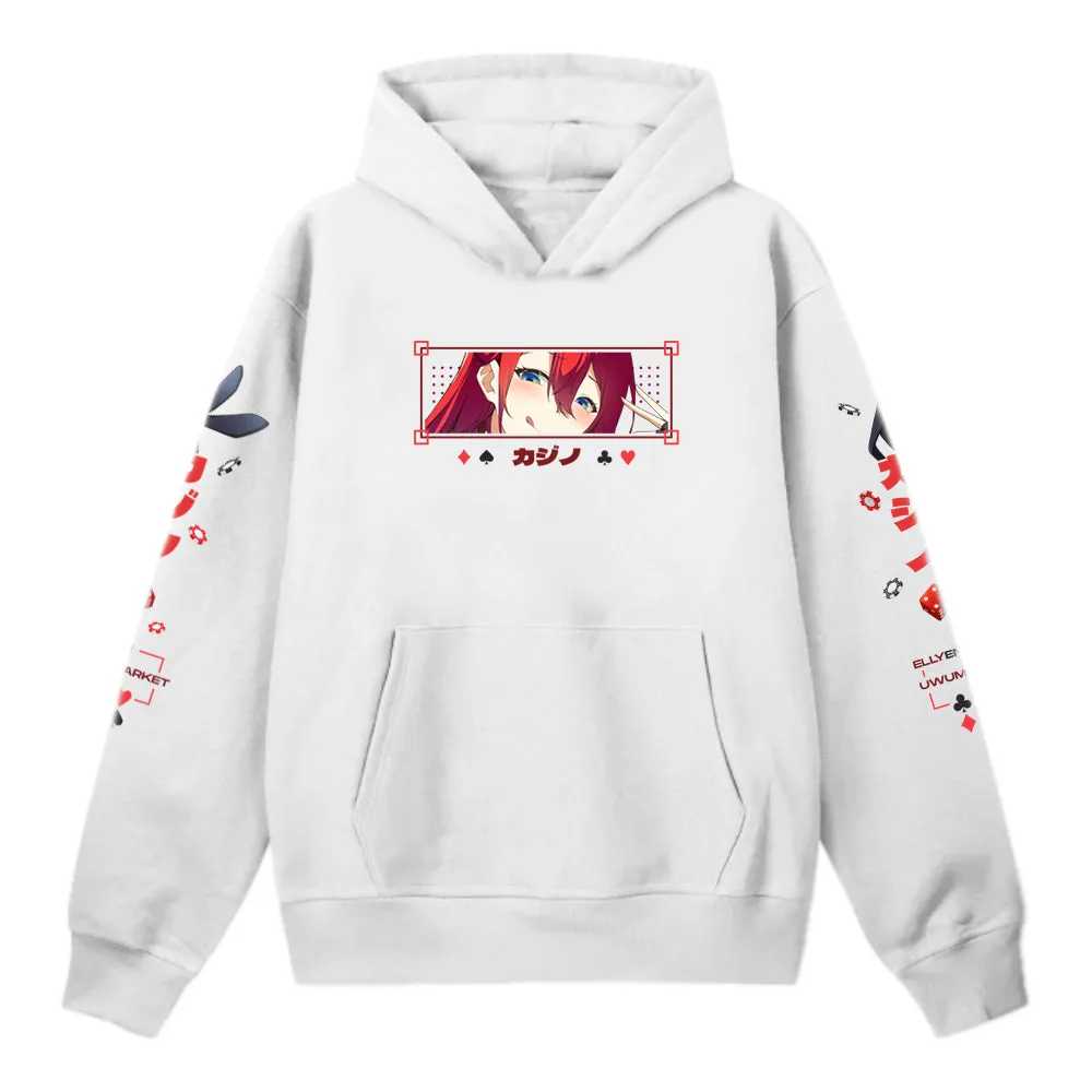 Elly Gambling Bunny Hoodie(White)