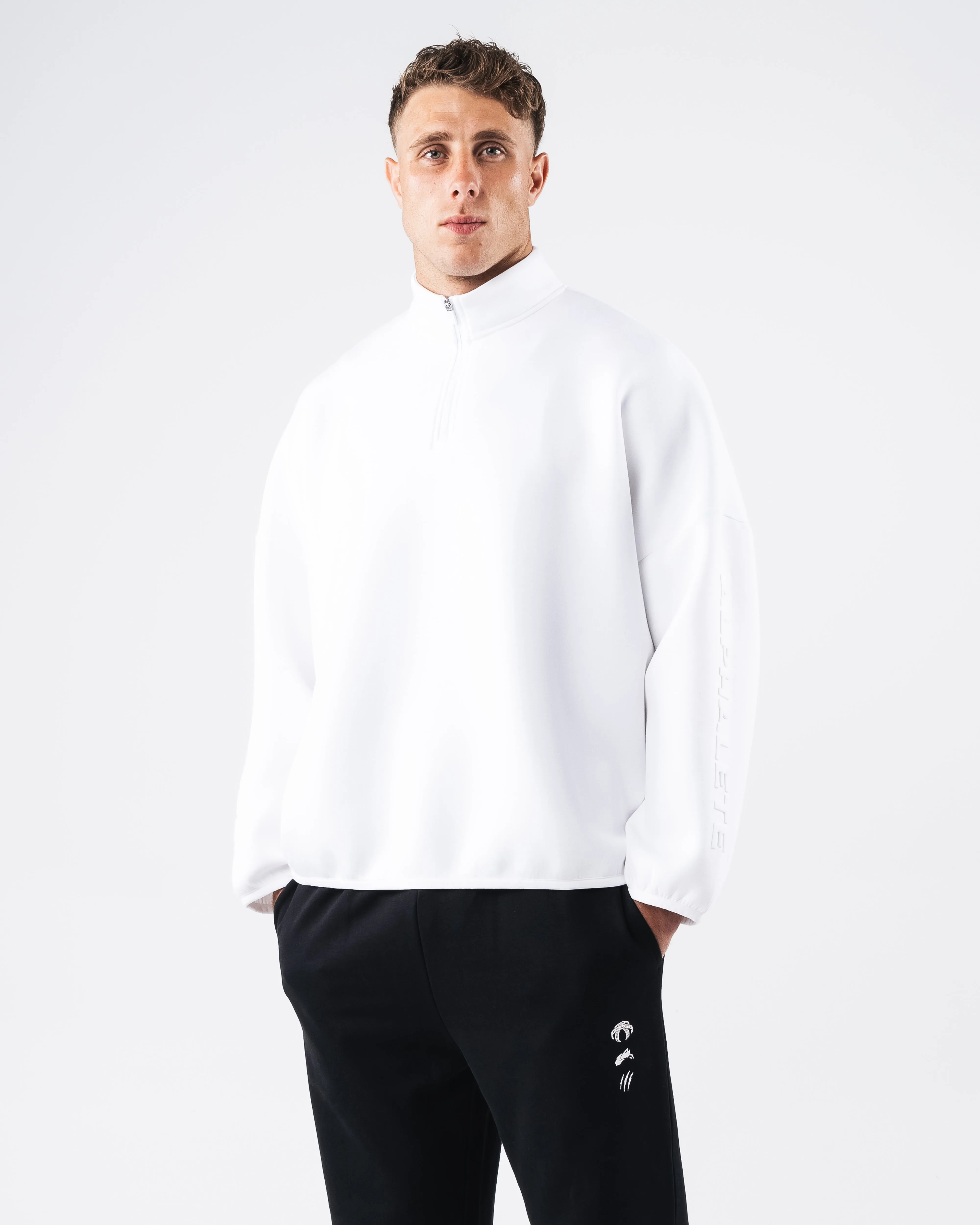 ELMTS Quarter Zip - White Alphalete Athletics