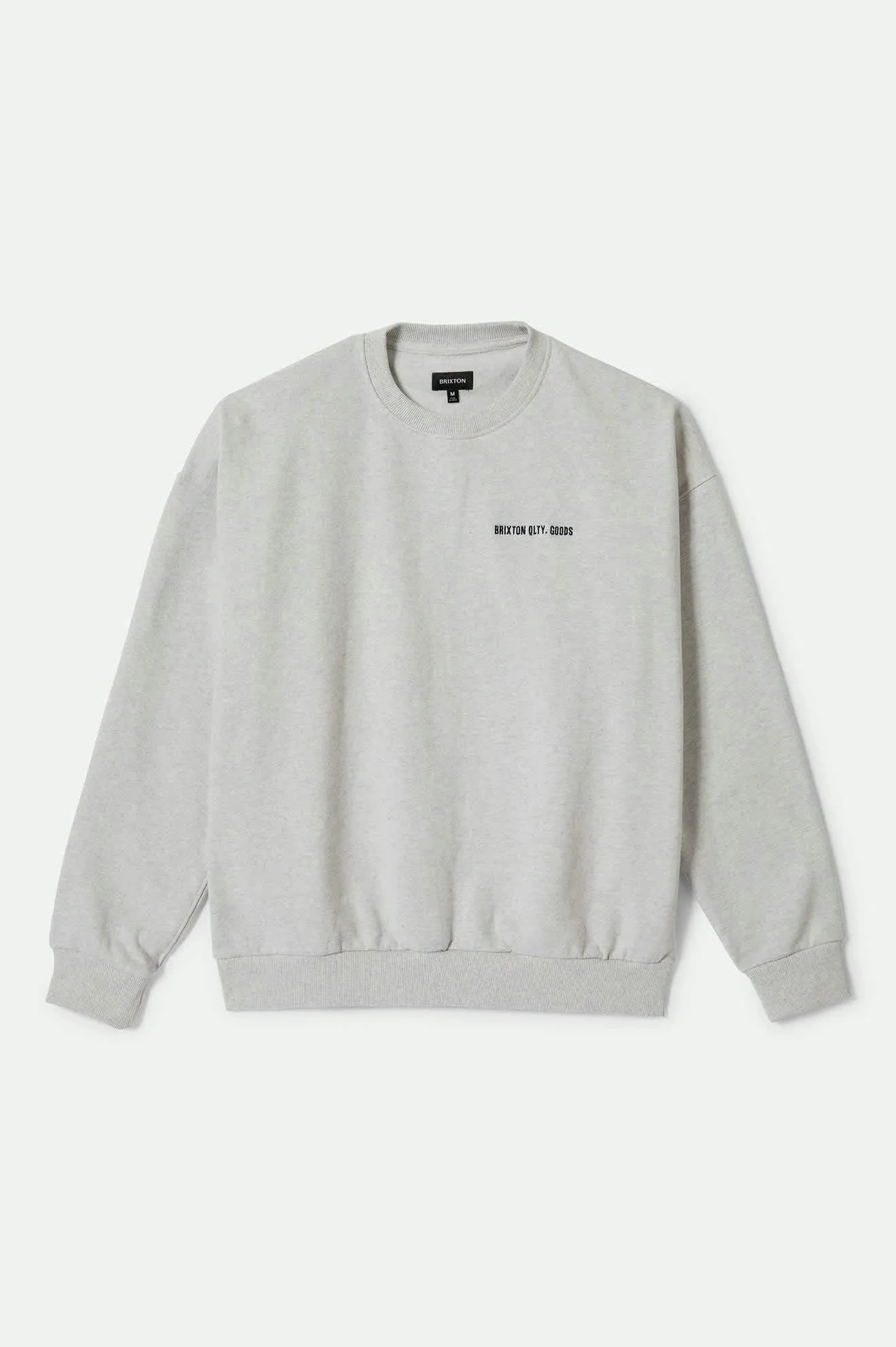 Embroidered Heavyweight Oversized Crew - Heather Grey Ash Brixton