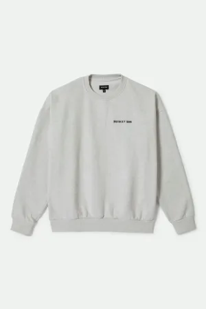 Embroidered Heavyweight Oversized Crew - Heather Grey Ash Brixton