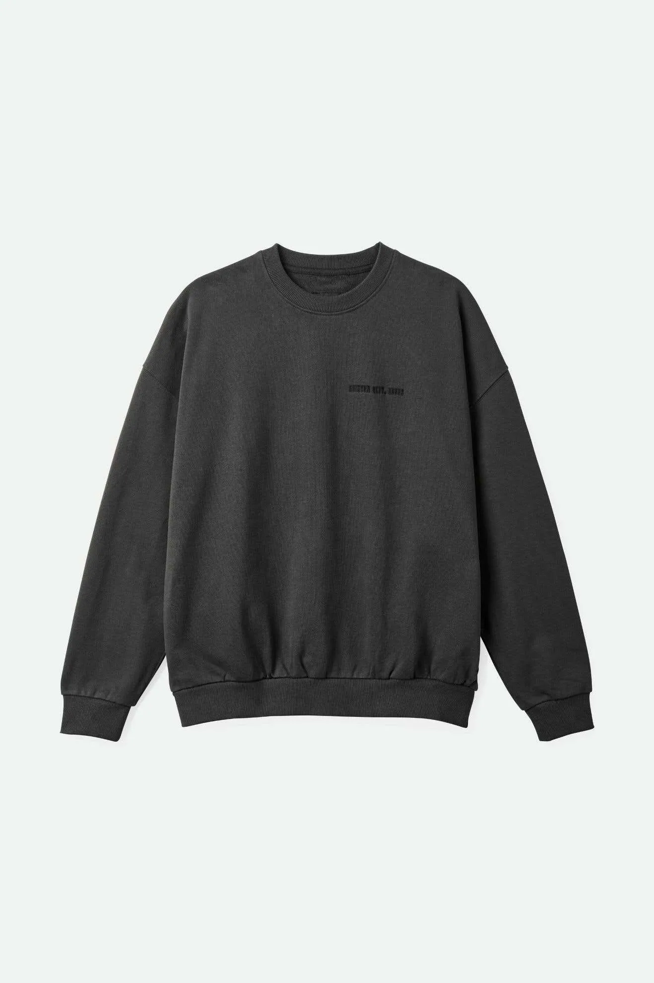 Embroidered Heavyweight Oversized Crew - Washed Black Brixton