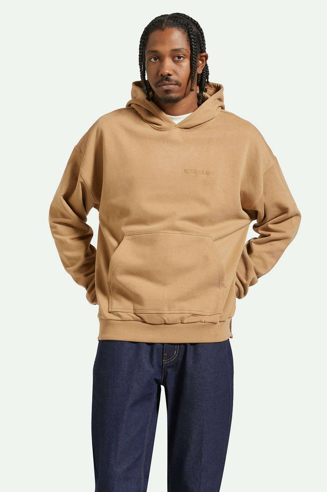Embroidered Heavyweight Oversized Hoodie - Tiger's Eye Brixton