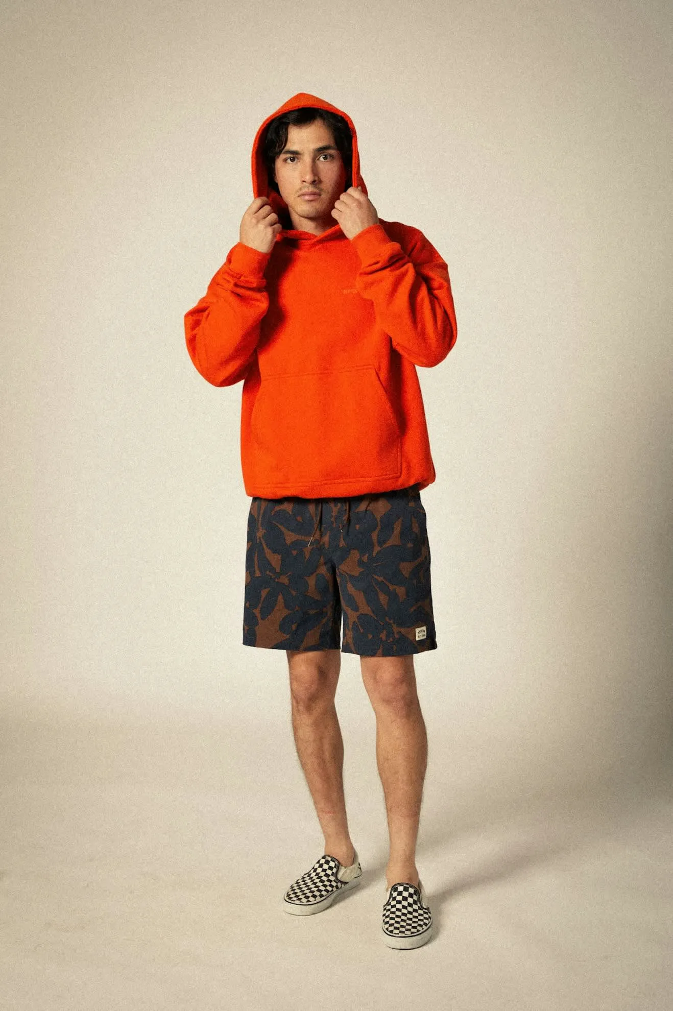 Embroidered Heavyweight Oversized Hoodie - Trail Orange Brixton
