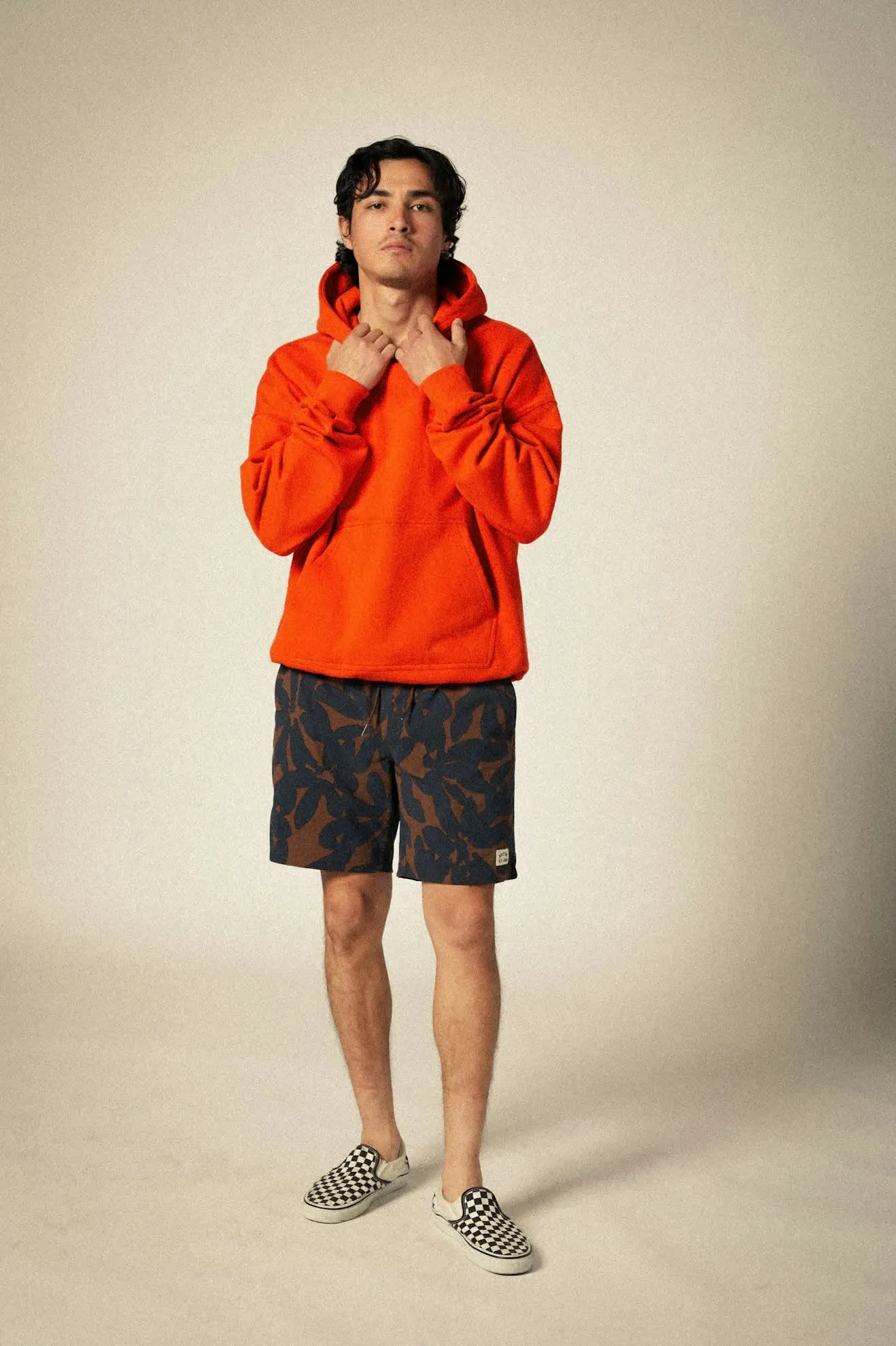 Embroidered Heavyweight Oversized Hoodie - Trail Orange Brixton