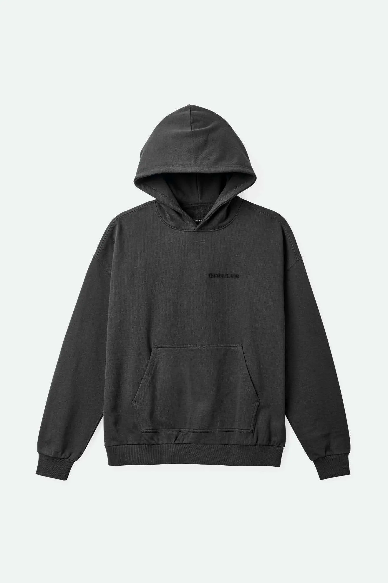 Embroidered Heavyweight Oversized Hoodie - Washed Black Brixton
