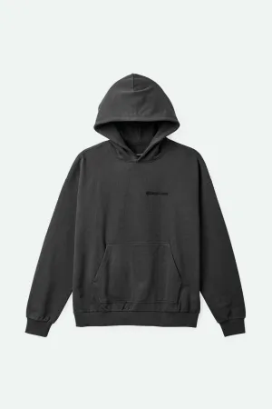 Embroidered Heavyweight Oversized Hoodie - Washed Black Brixton