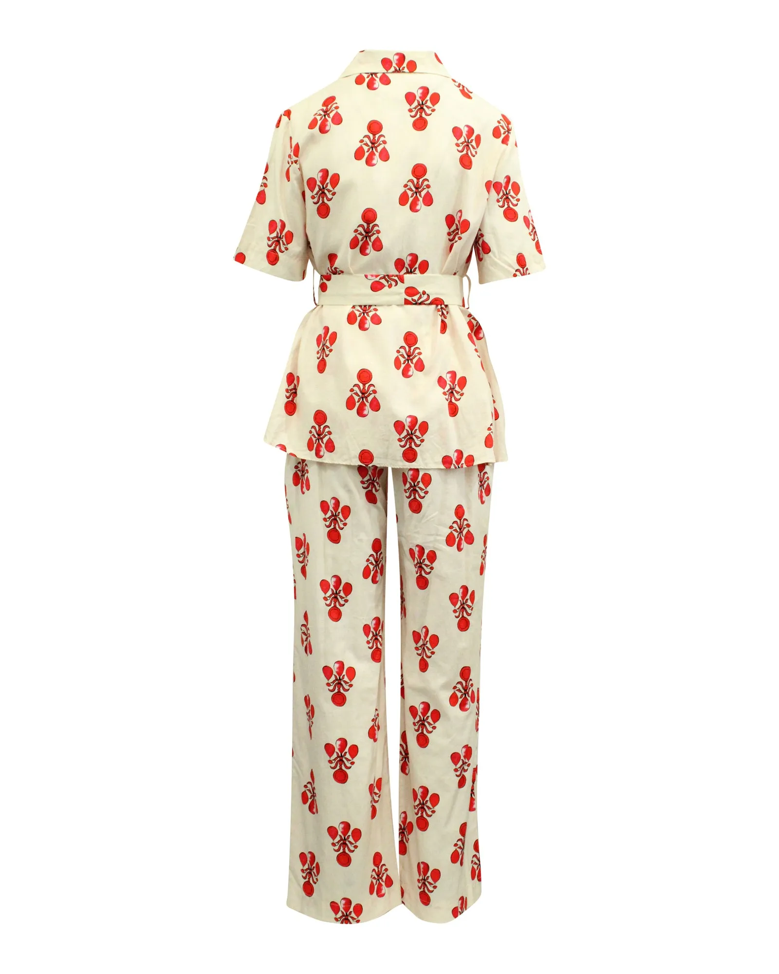 Emilia Wickstead Fifi Pyjama Set in Red Cotton