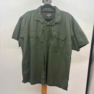 EOTAC Men's Size XL Green Cotton Solid Short Sleeve Shirt