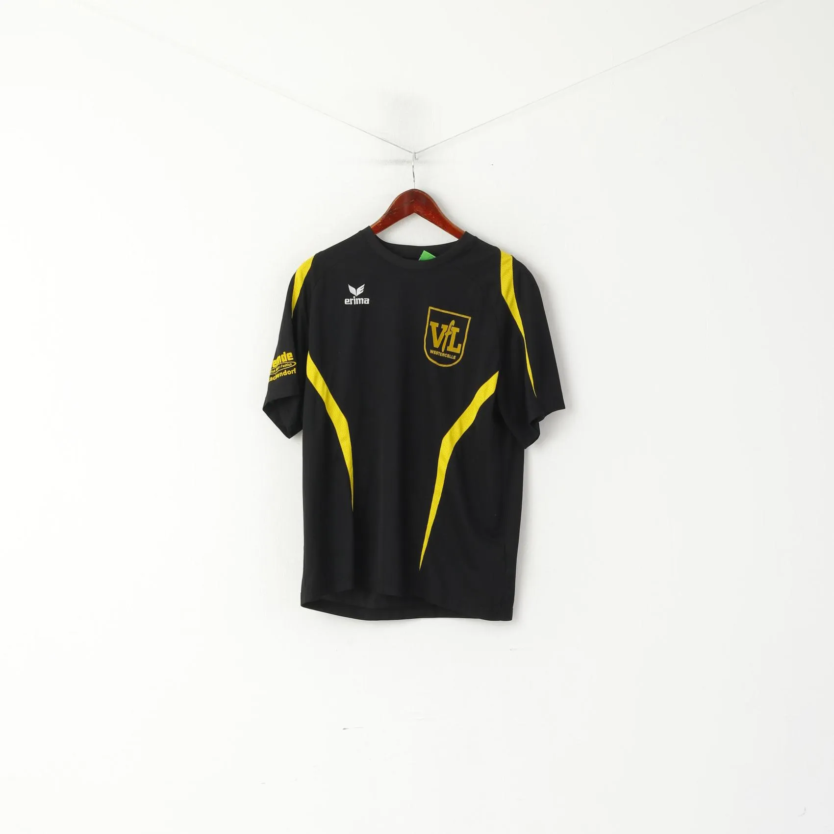 Erima Men 44/46 L Shirt Black Vintage VFL Westercelle Sportswear Jersey Top