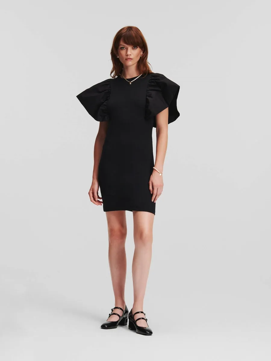 FABRIC MIX SWEAT DRESS CABARET