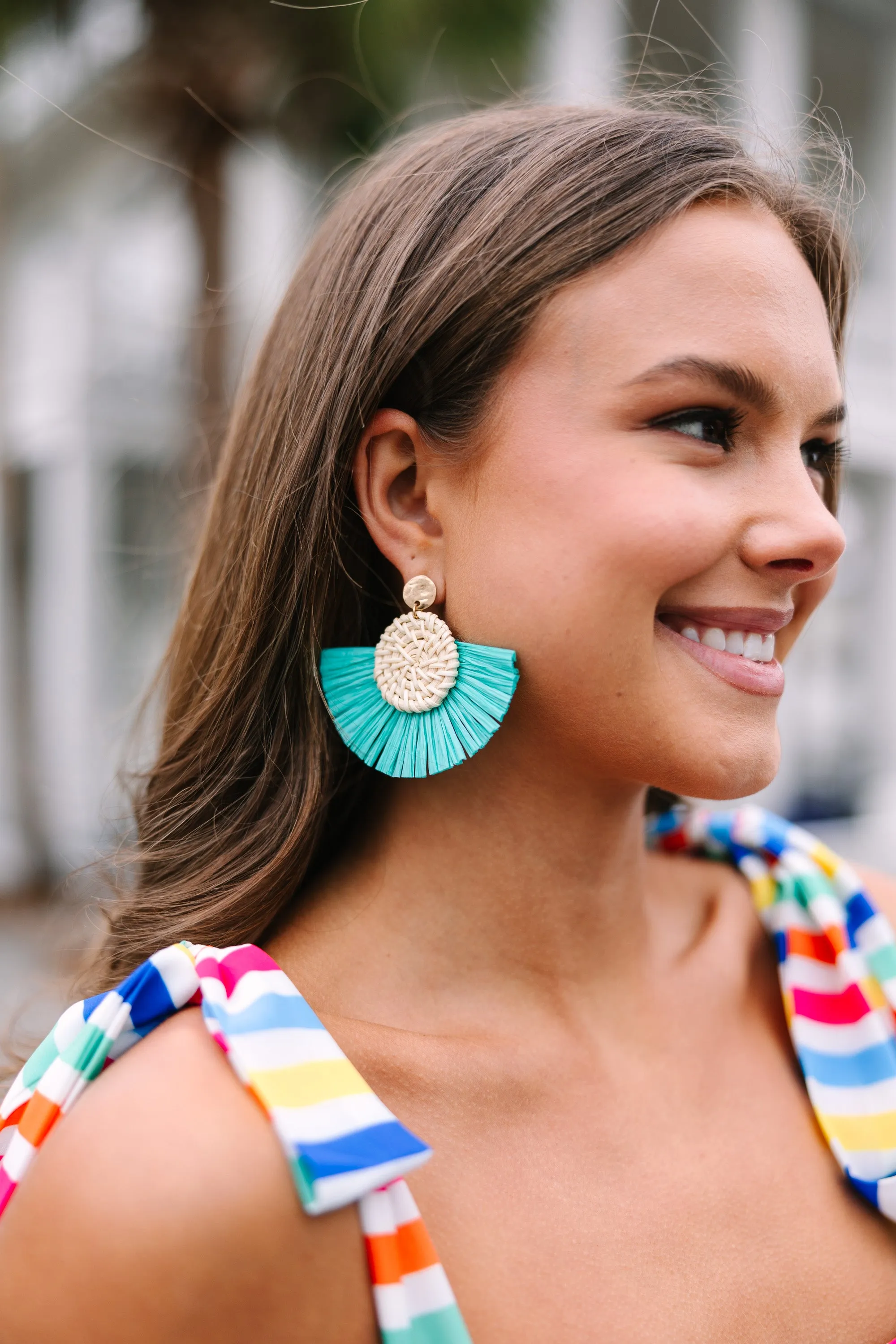 Fan Favorite Mint Rafia Earrings