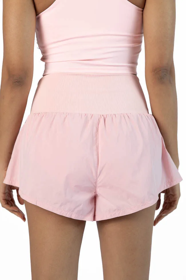 First Place Pink Ribbed Waistband Running Shorts