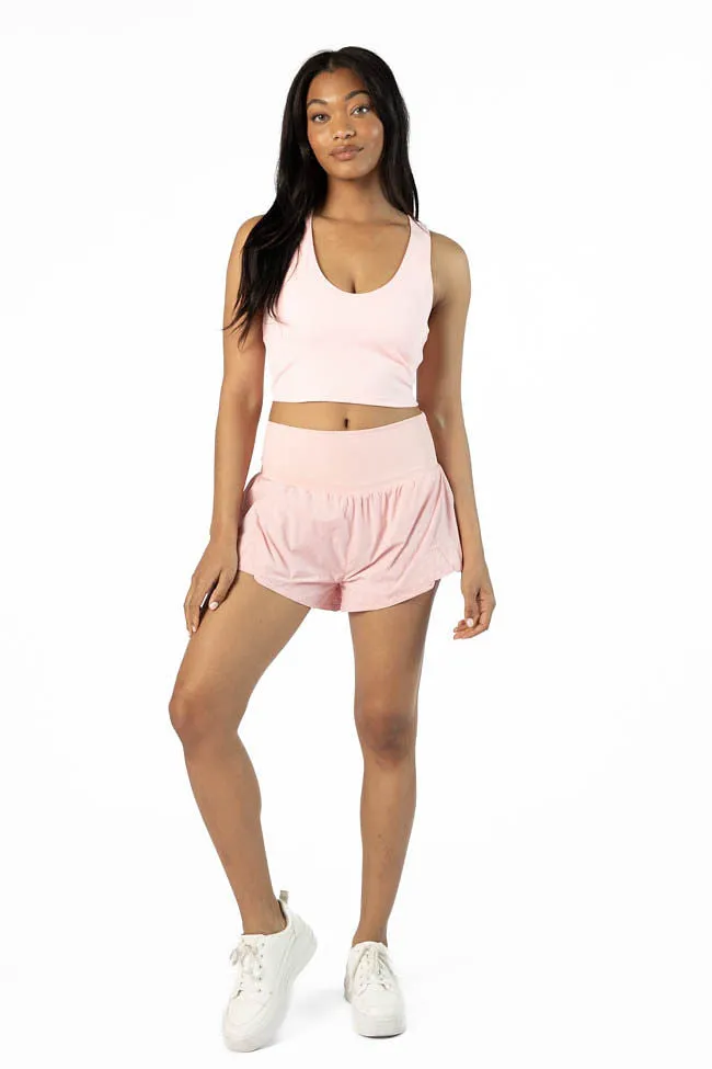 First Place Pink Ribbed Waistband Running Shorts