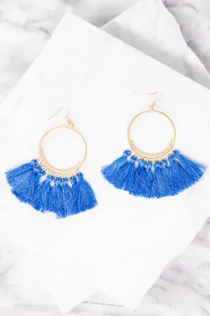 Flirting With Fun Light Blue Tassel Earrings