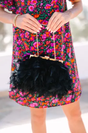 Fly Away Home Black Feather Purse