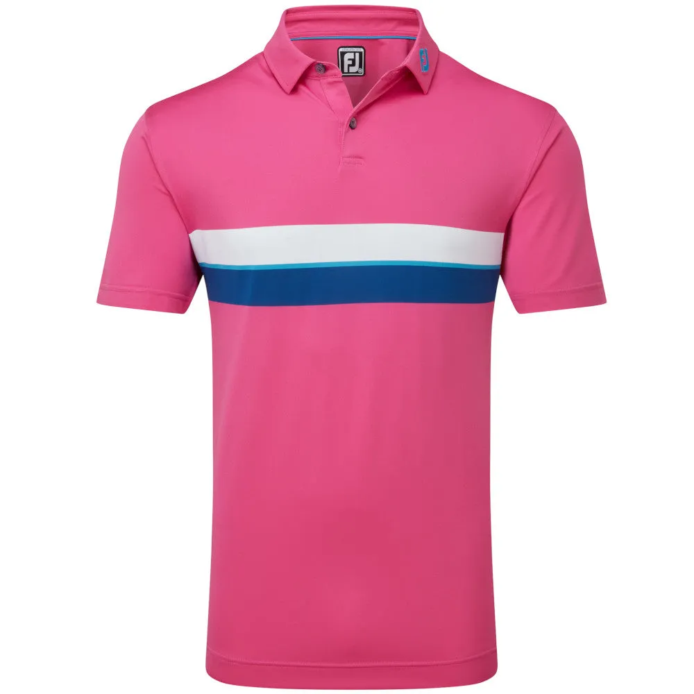 FootJoy Double Chest Band Pique Polo Shirt - Berry