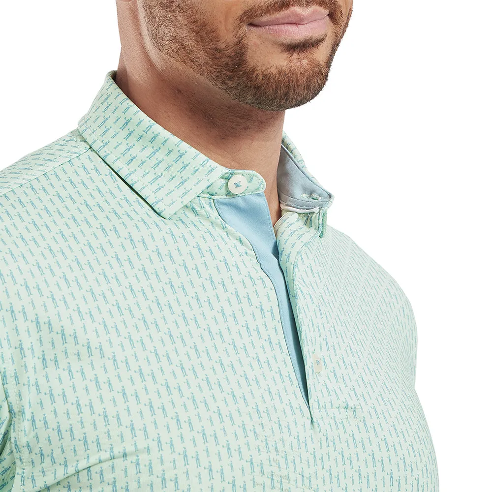 FootJoy Figure Print Lisle Polo Shirt - Pistachio/Bluejay
